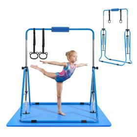 Gymnastic Bars for Kids, 140 lbs Capacity Folding Training Kip Bar with Mat, Adjustable Height Gymnastic Horizontal Bar for Home
