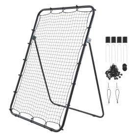 Baseball Softball Rebounder Net 4 x 6 ft Pitch Back Trainer Target, 5 Adjustable Angles with Strike Zone, Steel Frame