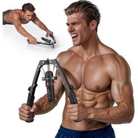 Hydraulic Arm Exerciser Adjustable Arm Strength Training Bar (Option: Black With Wheels-10to200kg)