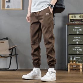 Men's Casual Sports Cropped Ankle-Tight Pants (Option: M66 Camel-M)