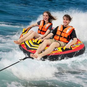 Towable Tube with Quick Connector and Drainage for Boating (Color: Red)